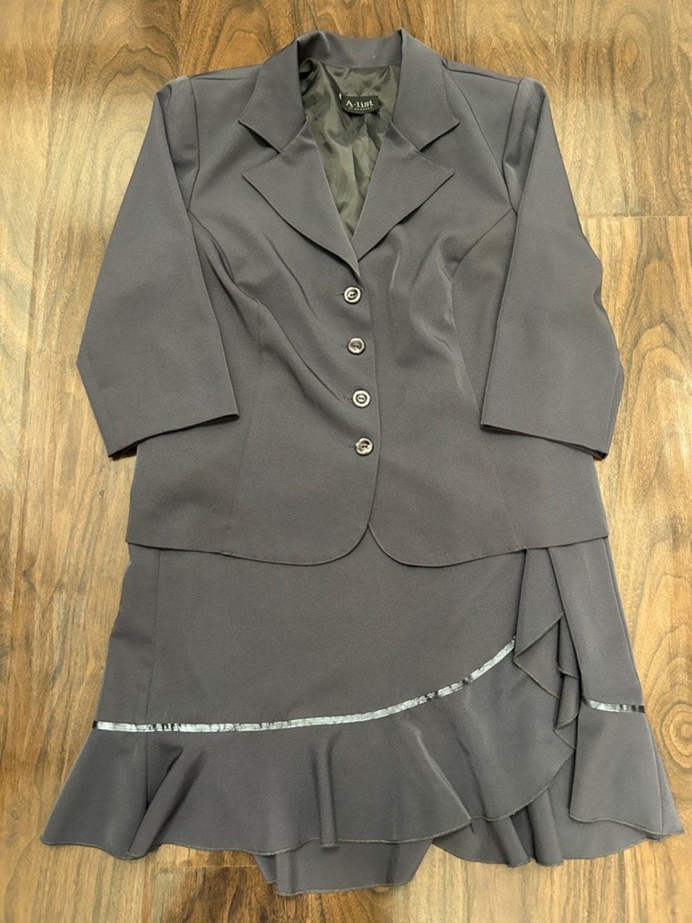 A. List Charcoal Gray Two-Piece Skirt Suit